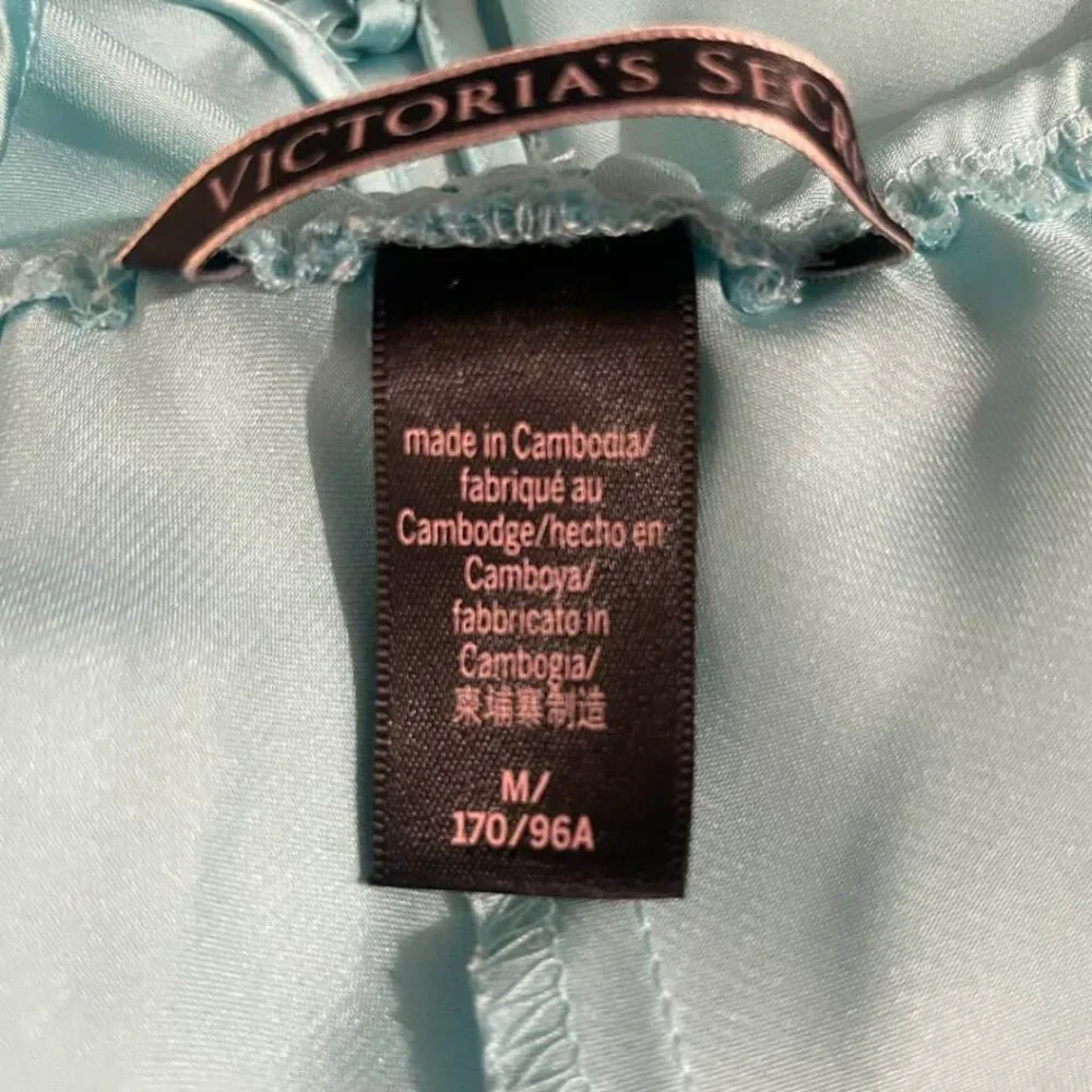 Victoria's Secret Medium Satin Side-Tie Teddy Romper Bodysuit Lace Blue - Picture 12 of 15